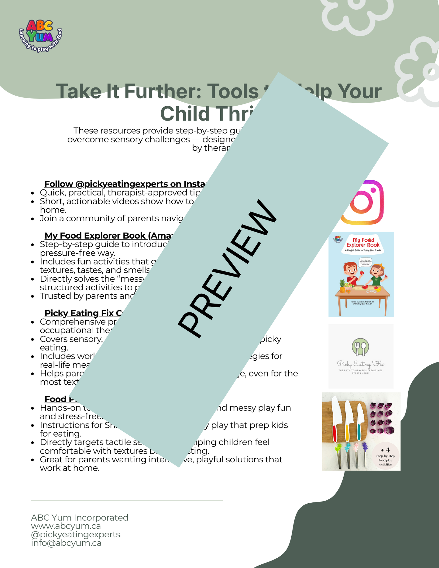Tactile Picky Eating Checklist