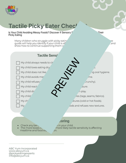 Tactile Picky Eating Checklist