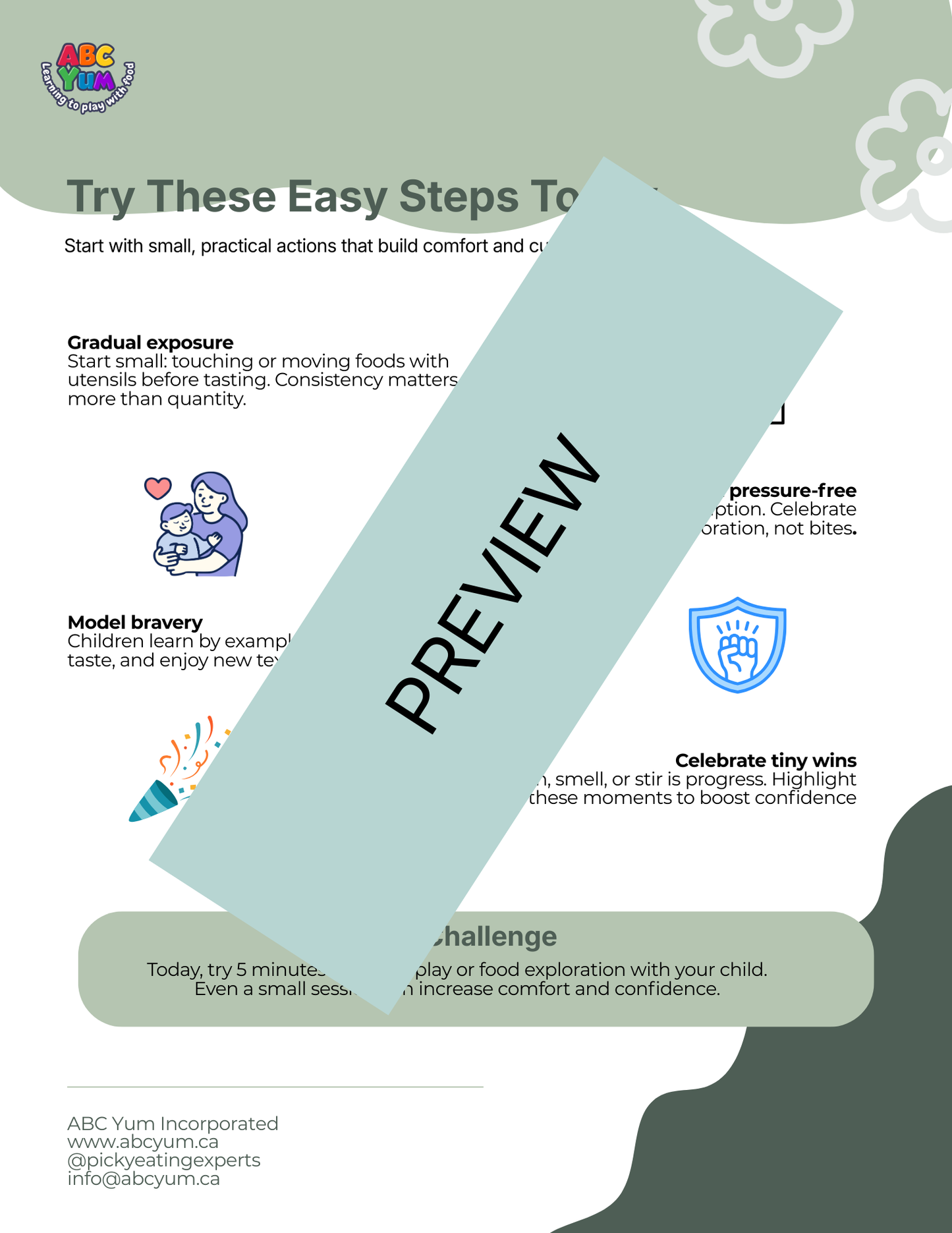 Tactile Picky Eating Checklist